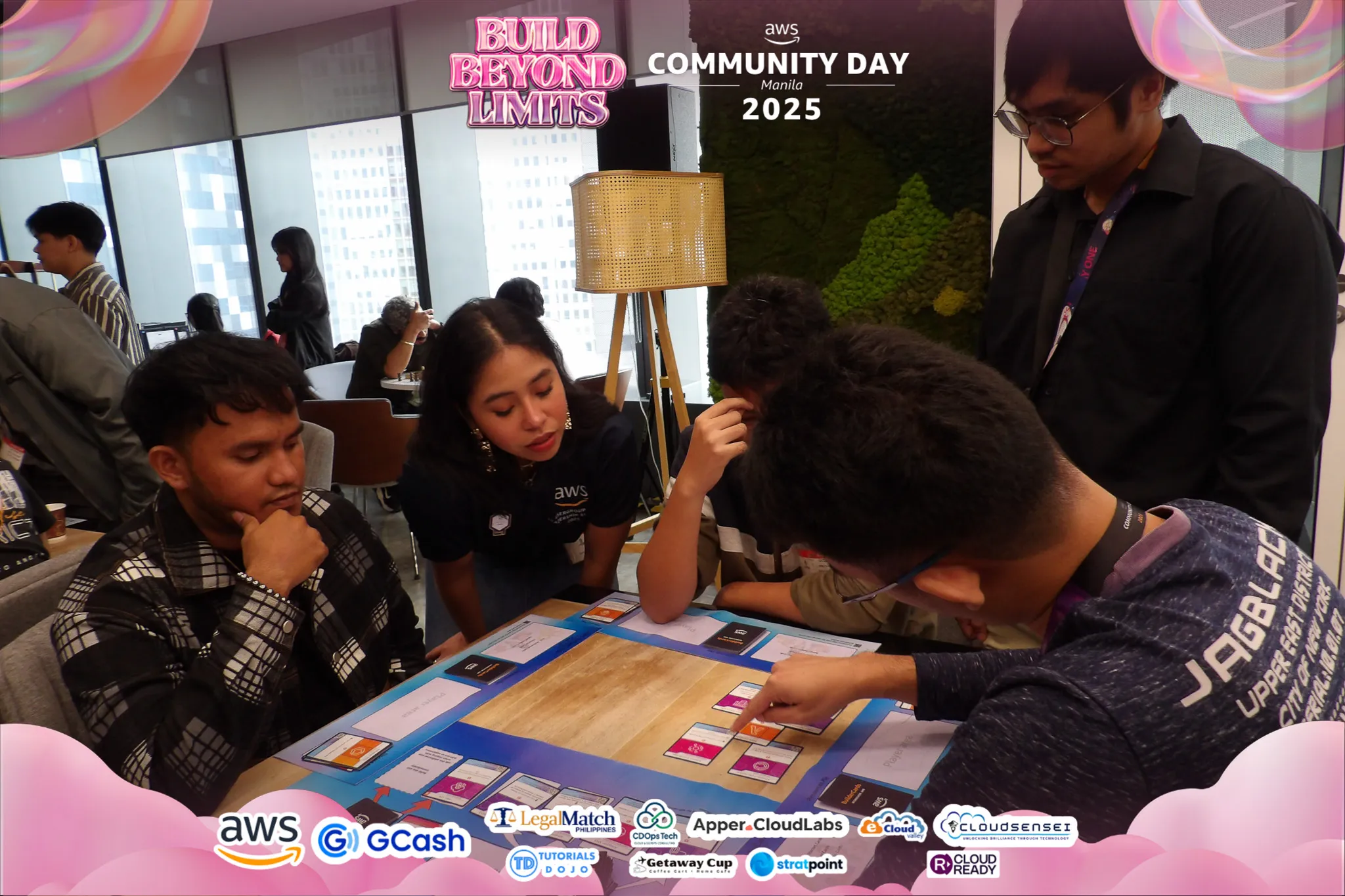 Participants playing Builder Cards tournament
